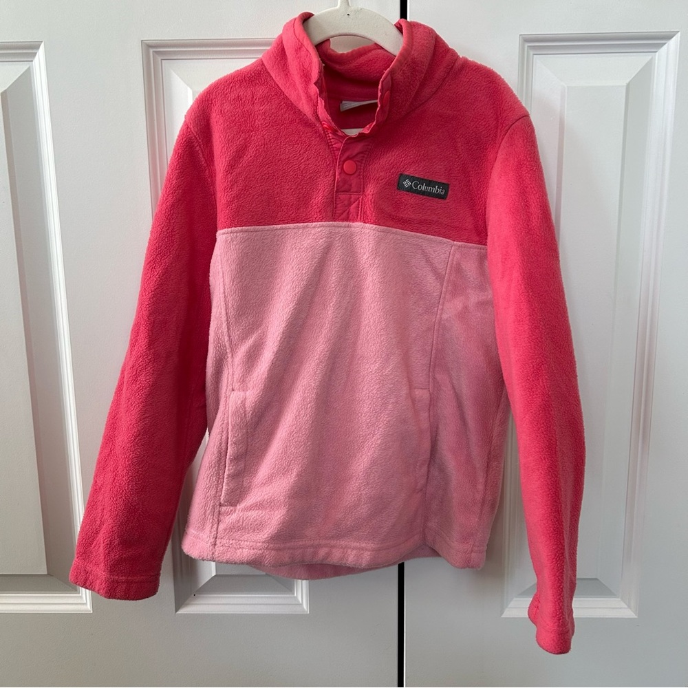 Girls Columbia Pink Colorblock Fleece Pullover